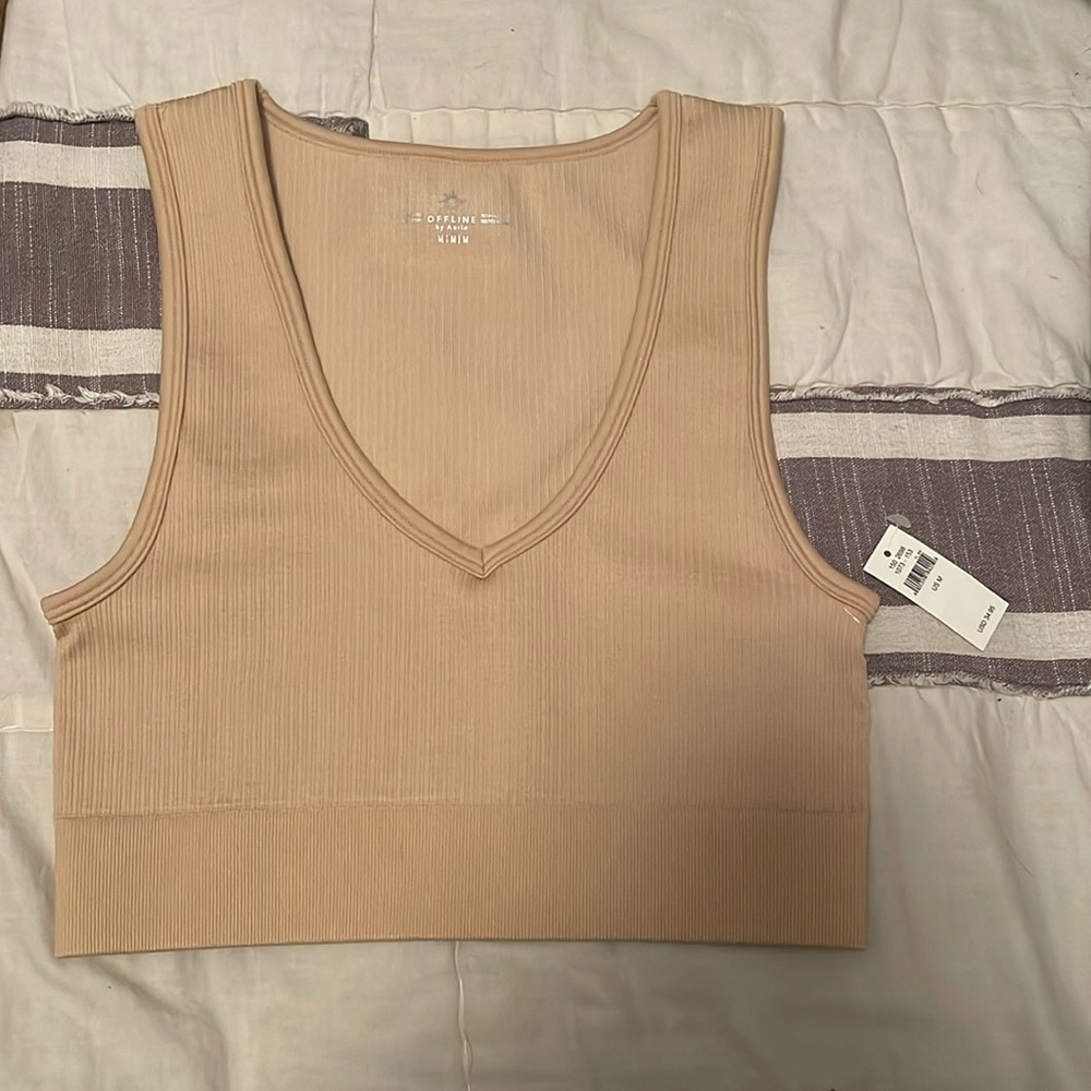 Aerie Offline Ribbed V-Neck Bra Top